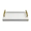 Collection Madeline Rectangular Tray With Golden Brass Handles - Covered In White Grained Leather - Small Size - 30cm x  20cm x  3,5cm - Frame 2.5cm - Weight : 950 Gr - Gordon & Gaia product image