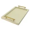Collection Madeline Rectangular Tray With Golden Brass Handles - Covered In Meringue Grained Leather - Small Size - 45cm x  30cm x  3,5cm - Frame 2.5cm - Weight : 1800 Gr - Gordon & Gaia product image