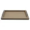 Collection Louis Rectangular Tray With Hexagonal Chrome Handles - Covered In Greige Grained Leather - Medium Size - 45cm x  30cm x  3,5cm - Frame 2.5cm - Weight : 1800 Gr - Gordon & Gaia product image