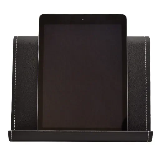 Collection Eugene Ipad Holder Full Covered In Black Ebony Leather-  26,00cm x  16,00cm x  17,00cm - Weight : 400 Gr - Gordon & Gaia product image