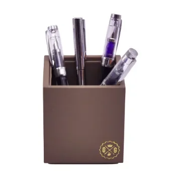 Collection Armand Taupe Gray Leather Pencil Holder -   8,50cm x  8,50cm x  9,50cm - Weight : 150 Gr - Gordon & Gaia product image