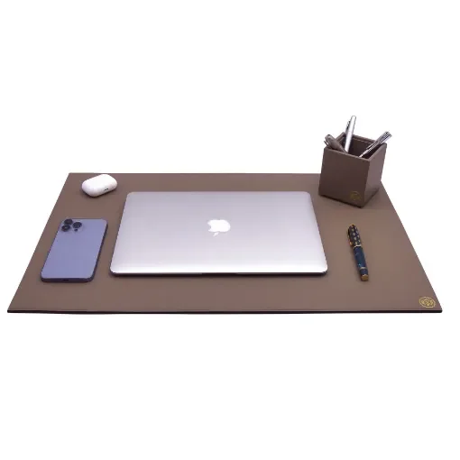 Collection Armand - Taupe Gray Leather Desk Pad - Size M -   60,0cm x  40,0cm - Weight : 710 Gr - Gordon & Gaia product image