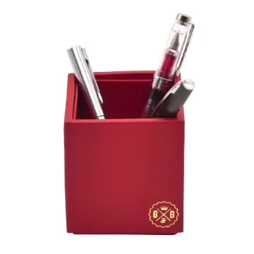 Collection Armand Red Leather Pencil Holder -   8,50cm x  8,50cm x  9,50cm - Weight : 150 Gr - Gordon & Gaia product image