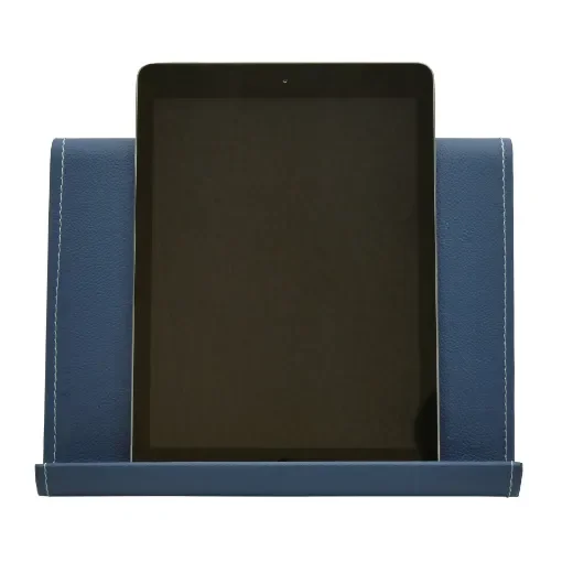 Collection Eugene Ipad Holder Full Covered In Ocean Blue Leather-  26,00cm x  16,00cm x  17,00cm - Weight : 400 Gr - Gordon & Gaia product image