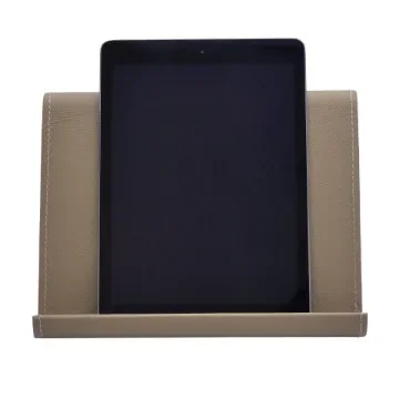 Collection Eugene Ipad Holder Full Covered In Greige Leather-  26,00cm x  16,00cm x  17,00cm - Weight : 400 Gr - Gordon & Gaia product image