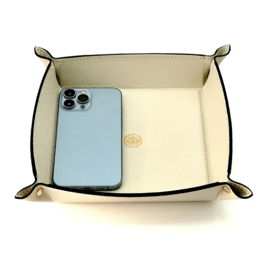 Collection Arthur - Gregale Leather Valet Tray With Eyelets - Size Medium -  18,00cm x  18,00cm x  4,50cm - Weight : 200 Gr - Gordon & Gaia product image