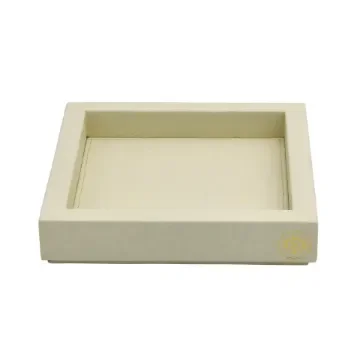 Collection Colette Square  Rigid Pin Tray Covered In Meringue Grained Leather - Small Size -   18cm x  18cm x  3,5cm - Frame 1.5cm - Weight : 450 Gr - Gordon & Gaia product image