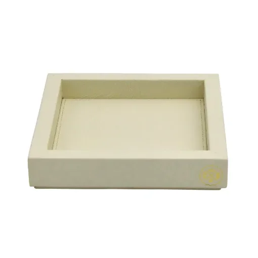 Collection Colette Square  Rigid Pin Tray Covered In Meringue Grained Leather - Small Size -   18cm x  18cm x  3,5cm - Frame 1.5cm - Weight : 450 Gr - Gordon & Gaia product image
