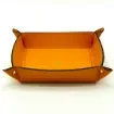 Collection Arthur - Orange Leather Valet Tray With Eyelets - Size Medium -  18,00cm x  18,00cm x  4,50cm - Weight : 200 Gr - Gordon & Gaia product image