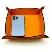 Collection Arthur - Orange Leather Valet Tray With Eyelets - Size Medium -  18,00cm x  18,00cm x  4,50cm - Weight : 200 Gr - Gordon & Gaia product image