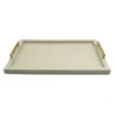 Collection Madeline Rectangular Tray With Golden Brass Handles - Covered In Gregale Grained Leather - Small Size - 60cm x  40cm x  3,5cm - Frame 2.5cm - Weight : 2750 Gr - Gordon & Gaia product image