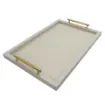 Collection Madeline Rectangular Tray With Golden Brass Handles - Covered In Gregale Grained Leather - Small Size - 60cm x  40cm x  3,5cm - Frame 2.5cm - Weight : 2750 Gr - Gordon & Gaia product image