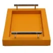Collection Louis Rectangular Tray With Hexagonal Chrome Handles - Covered In Orange Grained Leather - Small Size - 30cm x  20cm x  3,5cm - Frame 2.5cm - Weight : 950 Gr - Gordon & Gaia product image