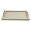 Collection Madeline Rectangular Tray With Golden Brass Handles - Covered In Gregale Grained Leather - Small Size - 45cm x  30cm x  3,5cm - Frame 2.5cm - Weight : 1800 Gr - Gordon & Gaia product image
