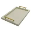 Collection Madeline Rectangular Tray With Golden Brass Handles - Covered In Gregale Grained Leather - Small Size - 45cm x  30cm x  3,5cm - Frame 2.5cm - Weight : 1800 Gr - Gordon & Gaia product image