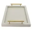 Collection Madeline Rectangular Tray With Golden Brass Handles - Covered In Gregale Grained Leather - Small Size - 45cm x  30cm x  3,5cm - Frame 2.5cm - Weight : 1800 Gr - Gordon & Gaia product image