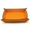 Collection Arthur - Orange Leather Valet Tray With Eyelets - Size Large -  22,00cm x  22,00cm x  4,50cm - Weight : 260 Gr - Gordon & Gaia product image
