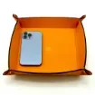 Collection Arthur - Orange Leather Valet Tray With Eyelets - Size Large -  22,00cm x  22,00cm x  4,50cm - Weight : 260 Gr - Gordon & Gaia product image