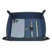 Collection Arthur - Ocean Blue Leather Valet Tray With Eyelets - Size Medium -  18,00cm x  18,00cm x  4,50cm - Weight : 200 Gr - Gordon & Gaia product image