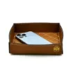Collection Hugo Soft Pin Tray In Light Brown Smooth Leather With Diamond Quilting -  18,5cm x  18,5cm x  4,0cm - Weight : 180 Gr - Gordon & Gaia product image