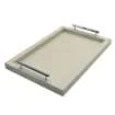 Collection Louis Rectangular Tray With Hexagonal Chrome Handles - Covered In Gregal Grained Leather - Medium Size - 45cm x  30cm x  3,5cm - Frame 2.5cm - Weight : 1800 Gr - Gordon & Gaia product image