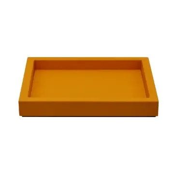 Collection Colette Rectangular  Rigid Pin Tray Covered In Orange Grained Leather - Medium Size -   25cm x  20cm x  3,5cm - Frame 1.5cm - Weight : 880 Gr - Gordon & Gaia product image