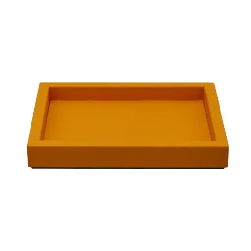 Collection Colette Rectangular  Rigid Pin Tray Covered In Orange Grained Leather - Medium Size -   25cm x  20cm x  3,5cm - Frame 1.5cm - Weight : 880 Gr - Gordon & Gaia product image