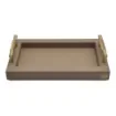 Collection Madeline Rectangular Tray With Golden Brass Handles - Covered In Greige Grained Leather - Small Size - 30cm x  20cm x  3,5cm - Frame 2.5cm - Weight : 950 Gr - Gordon & Gaia product image
