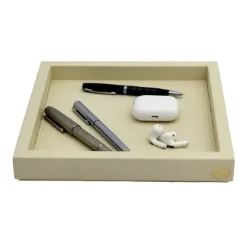 Collection Colette Square  Rigid Pin Tray Covered In Meringue Grained Leather - Medium Size -   25cm x  25cm x  3,5cm - Frame 1.5cm - Weight : 770 Gr - Gordon & Gaia product image