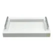 Collection Louis Rectangular Tray With Hexagonal Chrome Handles - Covered In White Grained Leather - Small Size - 30cm x  20cm x  3,5cm - Frame 2.5cm - Weight : 950 Gr - Gordon & Gaia product image