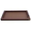 Collection Louis Rectangular Tray With Hexagonal Chrome Handles - Covered In Brown Grained Leather - Medium Size - 45cm x  30cm x  3,5cm - Frame 2.5cm - Weight : 1800 Gr - Gordon & Gaia product image