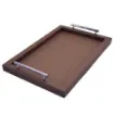 Collection Louis Rectangular Tray With Hexagonal Chrome Handles - Covered In Brown Grained Leather - Medium Size - 45cm x  30cm x  3,5cm - Frame 2.5cm - Weight : 1800 Gr - Gordon & Gaia product image