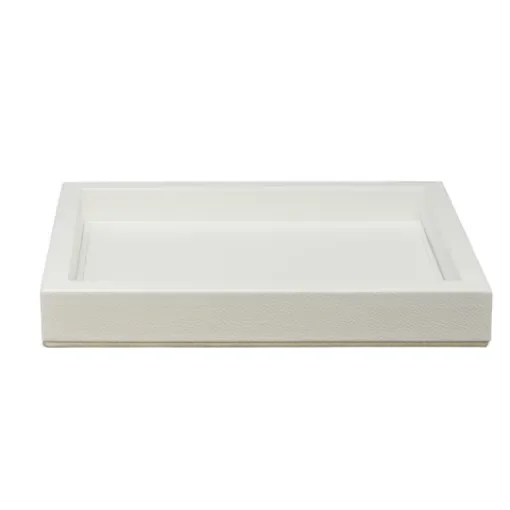 Collection Colette Rectangular  Rigid Pin Tray Covered In White Grained Leather - Small Size -   25cm x  20cm x  3,5cm - Frame 1.5cm - Weight : 700 Gr - Gordon & Gaia product image