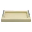 Collection Louis Rectangular Tray With Hexagonal Chrome Handles - Covered In Meringue Grained Leather - Small Size - 30cm x  20cm x  3,5cm - Frame 2.5cm - Weight : 950 Gr - Gordon & Gaia product image