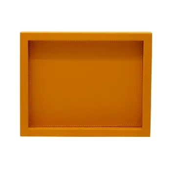 Collection Colette Rectangular  Rigid Pin Tray Covered In Orange Grained Leather - Small Size -   25cm x  20cm x  3,5cm - Frame 1.5cm - Weight : 700 Gr - Gordon & Gaia product image
