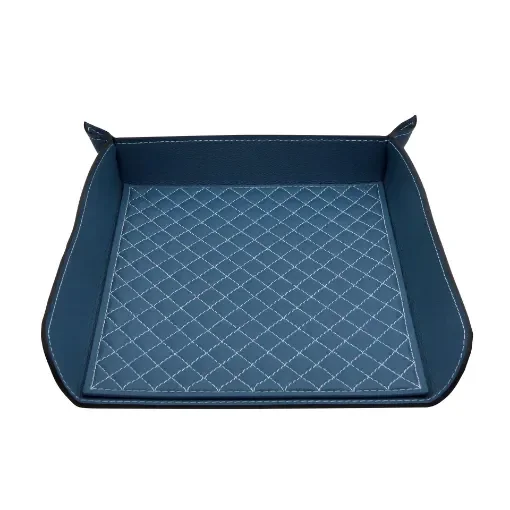Collection Armand Ocean Blue Leather Letter Tray A4 With Diamond Stitching Interior -   33,0cm x  24,0cm x  5,0cm - Weight : 400 Gr - Gordon & Gaia product image