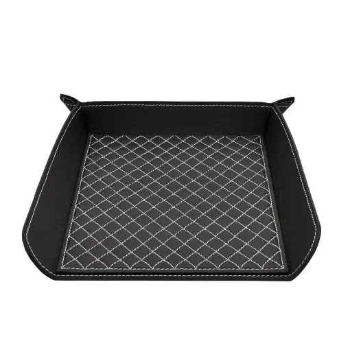 Collection Armand Black Ebony Leather Letter Tray A4 With Diamond Stitching Interior -   33,0cm x  24,0cm x  5,0cm - Weight : 400 Gr - Gordon & Gaia product image
