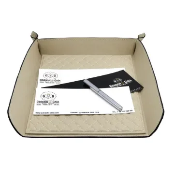 Collection Armand Beige Leather Letter Tray A4 With Diamond Stitching Interior -   33,0cm x  24,0cm x  5,0cm - Weight : 400 Gr - Gordon & Gaia product image