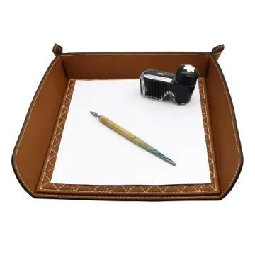 Collection Armand Light Brown Leather Letter Tray A4 With Diamond Stitching Interior -   33,0cm x  24,0cm x  5,0cm - Weight : 400 Gr - Gordon & Gaia product image