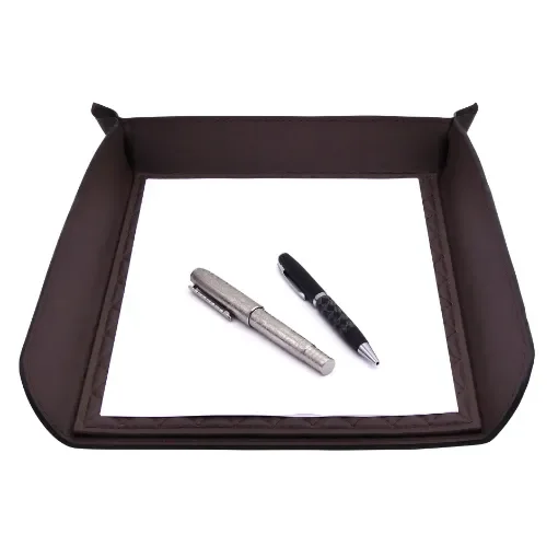 Collection Armand Dark Chocolate Leather Letter Tray A4 With Diamond Stitching Interior -   33,0cm x  24,0cm x  5,0cm - Weight : 400 Gr - Gordon & Gaia product image