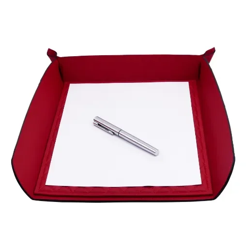 Collection Armand Red Leather Letter Tray A4 With Diamond Stitching Interior -   33,0cm x  24,0cm x  5,0cm - Weight : 400 Gr - Gordon & Gaia product image