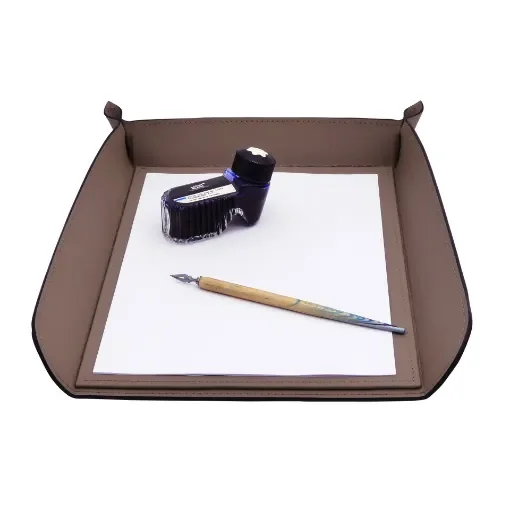 Collection Armand Taupe Gray Leather Letter Tray A4 -   33,0cm x  24,0cm x  5,0cm - Weight : 400 Gr - Gordon & Gaia product image