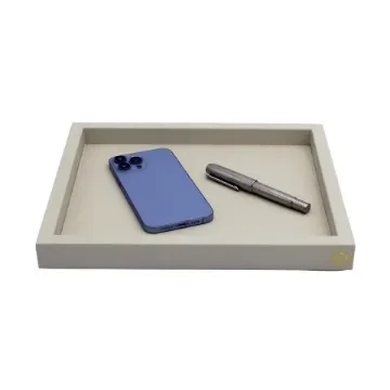 Collection Colette Rectangular  Rigid Pin Tray Covered In Gregale Grained Leather - Medium Size -   25cm x  20cm x  3,5cm - Frame 1.5cm - Weight : 880 Gr - Gordon & Gaia product image