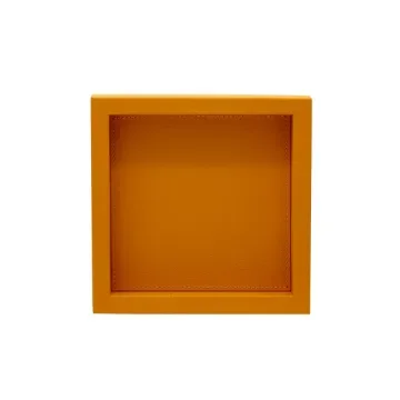 Collection Colette Square  Rigid Pin Tray Covered In Orange Grained Leather - Medium Size -   25cm x  25cm x  3,5cm - Frame 1.5cm - Weight : 770 Gr - Gordon & Gaia product image