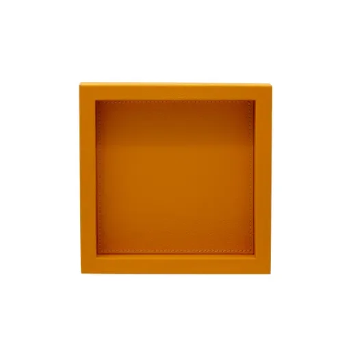 Collection Colette Square  Rigid Pin Tray Covered In Orange Grained Leather - Medium Size -   25cm x  25cm x  3,5cm - Frame 1.5cm - Weight : 770 Gr - Gordon & Gaia product image