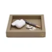 Collection Colette Square  Rigid Pin Tray Covered In Greige Grained Leather - Small Size -   18cm x  18cm x  3,5cm - Frame 1.5cm - Weight : 450 Gr - Gordon & Gaia product image