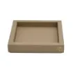 Collection Colette Square  Rigid Pin Tray Covered In Greige Grained Leather - Small Size -   18cm x  18cm x  3,5cm - Frame 1.5cm - Weight : 450 Gr - Gordon & Gaia product image