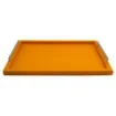 Collection Louis Rectangular Tray With Hexagonal Chrome Handles - Covered In Orange Grained Leather - Large Size - 60cm x  40cm x  3,5cm - Frame 2.5cm - Weight : 2750 Gr - Gordon & Gaia product image