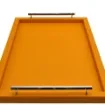 Collection Louis Rectangular Tray With Hexagonal Chrome Handles - Covered In Orange Grained Leather - Large Size - 60cm x  40cm x  3,5cm - Frame 2.5cm - Weight : 2750 Gr - Gordon & Gaia product image