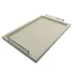 Collection Louis Rectangular Tray With Hexagonal Chrome Handles - Covered In Gregale Grained Leather - Large Size - 60cm x  40cm x  3,5cm - Frame 2.5cm - Weight : 2750 Gr - Gordon & Gaia product image